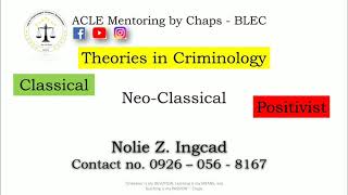 The THEORIES IN CRIMINOLOGY Classical NeoClassical and Positivist by Nolie Z Ingcad [upl. by Vardon]