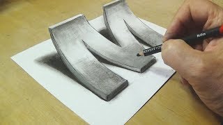 How To Draw A 3d Letter M  Awesome Trick Art [upl. by Ahsinev167]