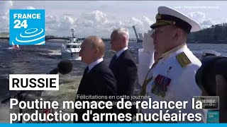 Vladimir Poutine menace de relancer la production darmes nucléaires • FRANCE 24 [upl. by Sonahpets]