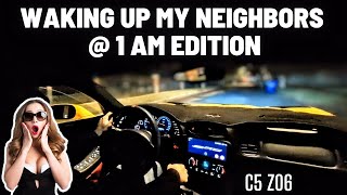 CHILL NIGHT DRIVE IN THE C5 Z06  CHANNEL UPDATE  FUN CORVETTE NOISES  MY NEIGHBORS WONT MISS ME [upl. by Orgell]