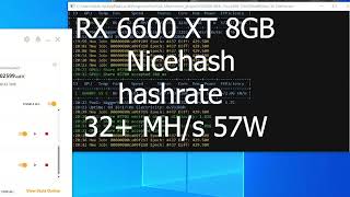 MSI RX6600 XT mining hashrate Best OC Nicehash [upl. by Rue435]