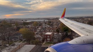 4K  Southwest Airlines Boeing 737700 N407WN Gorgeous Morning Chicago Midway Landing [upl. by Arlon]