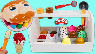 Feeding Mr Play Doh Head Ice Cream Cone Scoops [upl. by Aile]