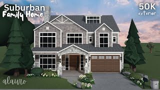 Suburban Family Home  50K Exterior  Bloxburg Speed Build [upl. by Harald]