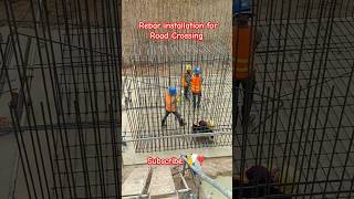 Installation rebar for road crossing structure shorts rebar construction [upl. by Akirdnwahs532]