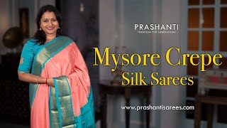 Mysore Crepe Silk Sarees  Prashanti  03 Feb 2024 [upl. by Atikan758]