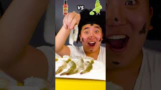 Chili sauce vs Wasabi sauce Emoji food Challenge  Raw shrimp Mukbang Funny Video shorts [upl. by Inaboy]