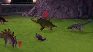 Jurassic World Evolution 2 Gameplay Stegosaurus vs Kentrosaurus vs Wuerhosaurus vs Ankylosaurus [upl. by Harding]