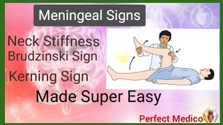 Meningeal Signs Nuchal Rigidity Brudzinke Sign Kerning Sign Made Easy [upl. by Thisbee889]