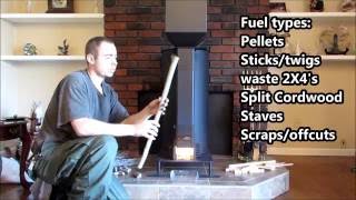 ✔GRAVITY FED ROCKET HEATER PELLET STOVE CAN ALSO BURN WOOD UL1482 TESTED NO ELECTRIC [upl. by Ulises]