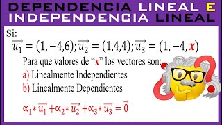 DEPENDENCIA E INDEPENDENCIA LINEAL en R3 Para que valores de x son LD y LI  Algebra Lineal [upl. by Massimo]