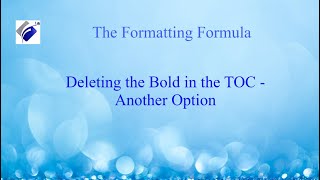 Deleting the Bold in the TOC  Another Option [upl. by Kcirret105]