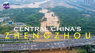 EXCLUSIVE Aerial view shows central Chinas Zhengzhou besieged by floods [upl. by Deutsch]