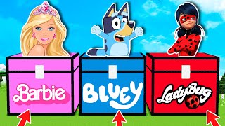 ¡NO ELIJAS el COFRE INCORRECTO ❌😭 BARBIE LADY BUG y BLUEY en MINECRAFT [upl. by Dasha458]