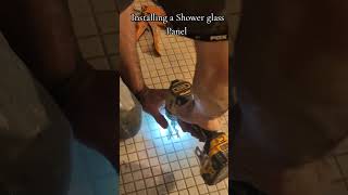 Installing a Shower Glass Panel renovation showerremodeling showerrepair [upl. by Aizti448]