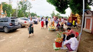 Pchum Ben Day at Wat Sa Ang Phnom Pagoda Ben 5 Kandal Province Cambodia Countryside Food Tour [upl. by Devlen631]