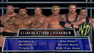 WWE SD HCTP Elimination Chamber  Goldberg vs Batista vs Triple H vs Flair vs Kevin Nash vs RVD [upl. by Essyla369]