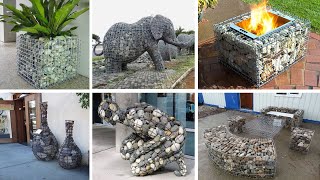 Modern garden furniture with gabion basket  Outdoor gardens design Outdoor fireplace designs [upl. by Reisinger]