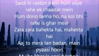 Zara Zara Lyrics YouTube [upl. by Ytram654]