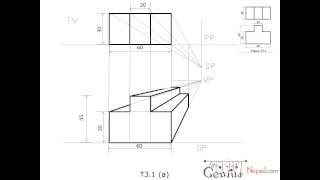 Engineering Drawing TutorialsPerspective drawings with front and side view T 31 a [upl. by Ninon]