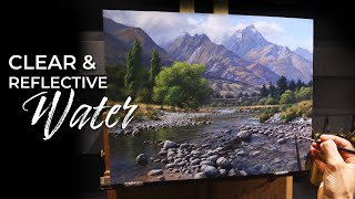 Realistic Painting Techniques in Oils to Take your Landscapes up a notch  How to paint WATER [upl. by Rehtse]