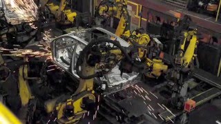 Car Factory production line  robots welding bodies [upl. by Rosio475]