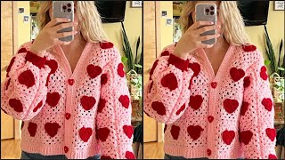 Crochet jacket floral cardigan handmade cardigan knitwear fashion DIY craft cozy stylish [upl. by Daffodil684]