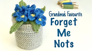 HOW TO CROCHET A FORGET ME NOT FLOWER  crocheting my grandmas favourite Forget Me Nots [upl. by Akcirehs]