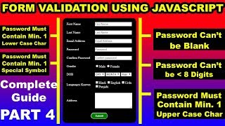 password validation in javascript minimum 8 characters 1 upper case 1 lower case 1 special character [upl. by Townshend]