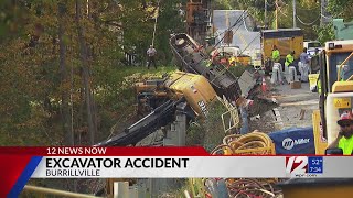 Excavator rolls over in Burrillville [upl. by Aivax]