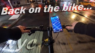 Rainy night deliveries on Cannondale  NYC FOOD COURIER VLOG [upl. by Coben187]