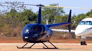 Landing and Takeoff Helicopter Robinson 44 R44 [upl. by Essa]