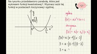 Wyznacz postać ogólną i iloczynową f kwadratowej korzystając z wykresu paraboli [upl. by Gervase]