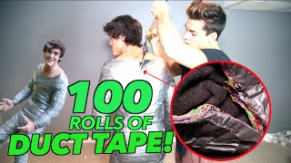 WRAPPED IN 100 ROLLS OF DUCT TAPE 100 layers CHALLENGE [upl. by Aidyl]