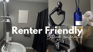 BATHROOM DECOR UNDER 200  Renter friendly upgrades  Simple changes to elevate your bathroom [upl. by Olpe18]