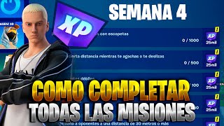 COMO COMPLETAR TODAS LAS MISIONES DE LA SEMANA 4 EN TEMPORADA ORIGENES FORTNITE OG [upl. by Leblanc]