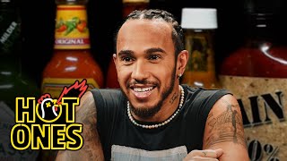 Lewis Hamilton Goes Full Send While Eating Spicy Wings  Hot Ones [upl. by Adyht541]