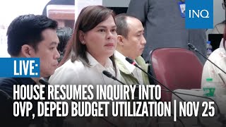 LIVE House resumes inquiry into OVP DepEd budget utilization  Nov 25 [upl. by Akiemehs537]