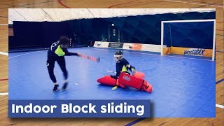 Indoor Goalie Block sliding  Hockey Heroes TV [upl. by Meryl]