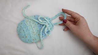 Crochet A Small Drawstring Pouch  Beginner Friendly Tutorial [upl. by Karrie763]