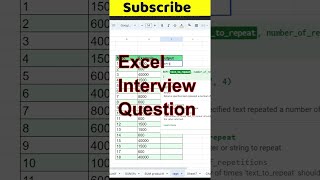 Excel interview questions  Rept function excel shorts ytshorts [upl. by Balbinder398]