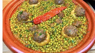 DÉLICIEUX TAJINE DE PETITS POIS ET ARTICHAUTS FARCIS À LA VIANDE HACHÉE RECETTE HYPER SIMPLIFIÉE [upl. by Whitaker]