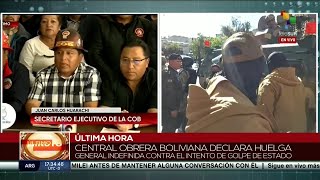 Central Obrera boliviana se declara en huelga indefinida [upl. by Aduh621]