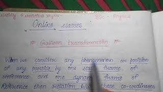 Galilean transformations bsc Hindi and english [upl. by Odnolor653]