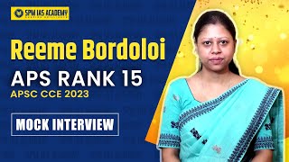 Reeme Bordoloi Assam Police Service Rank 15 Interview  APSC CCE 2023 I APSC Topper Mock Interview [upl. by Covell]