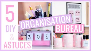 5 DIY amp ASTUCES FACILES  BUREAU  Rangement amp Organisation [upl. by Refanej506]