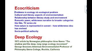 Ecocriticism  Deep Ecology  Oikopoetics  Biocentric Equality  Hindi Explanation [upl. by Auka]