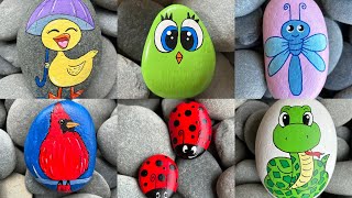 Simple Stone painting ideas for beginners  Easy Stone art ideas  Rock painting ideas  DIY [upl. by Alad]