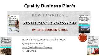 How to write a Restaurant Business Plan in Ten Steps by Paul Borosky MBA [upl. by Hajan]