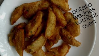 Crispy potato wedges without oven in malayalamsnack recipe [upl. by Anilrac]